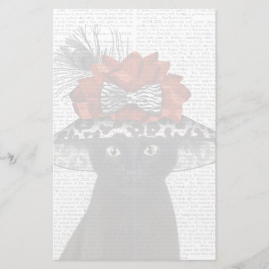 素晴らしい帽子をかぶった黒猫 便箋 (正面)