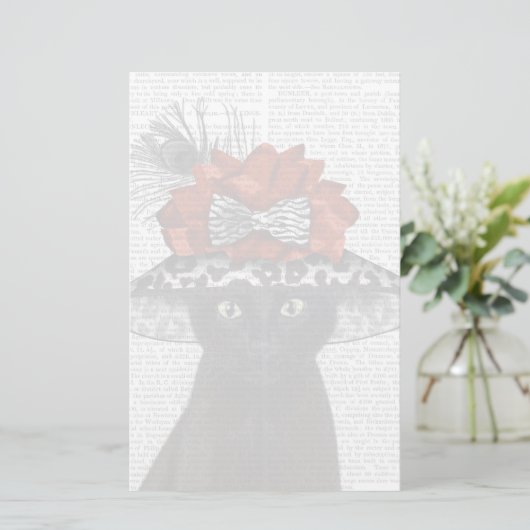 素晴らしい帽子をかぶった黒猫 便箋 (スタンド正面)