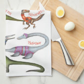 素晴らしい恐竜のティータオル キッチンタオル (四つ折り)