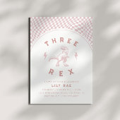 素晴らしい恐竜3つのレックスピンクガールズ誕生日 招待状