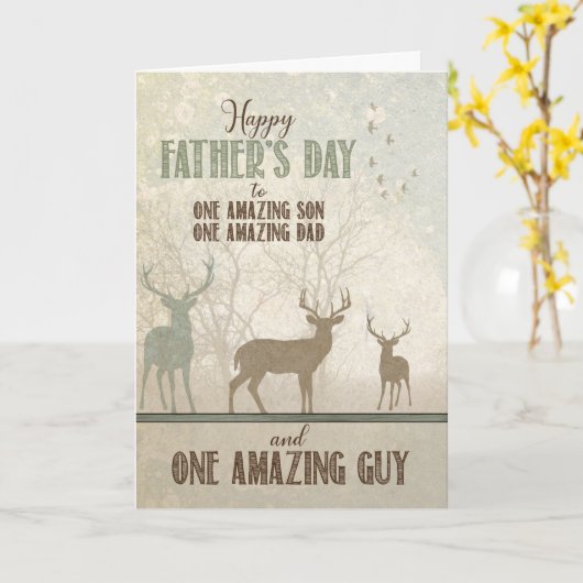 素晴らしい息子の父の日の森の鹿のために カード (黄色い花)