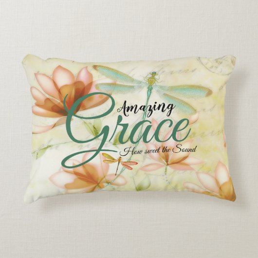 素晴らしい恵みの花とトンボ アクセントクッション (正面)