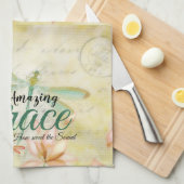 素晴らしい恵みの花とトンボ キッチンタオル (四つ折り)