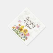 素晴らしい恵みの花と蝶クリスチャン スタンダードカクテルナプキン (角)