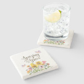 素晴らしい恵みの花と蝶クリスチャン ストーンコースター (横)