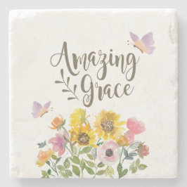 素晴らしい恵みの花と蝶クリスチャン ストーンコースター