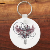 素晴らしい恵みキリスト教の十字架 キーホルダー (正面)