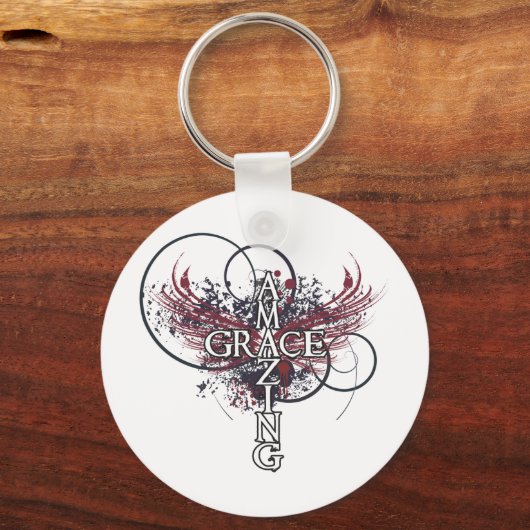 素晴らしい恵みキリスト教の十字架 キーホルダー (正面)