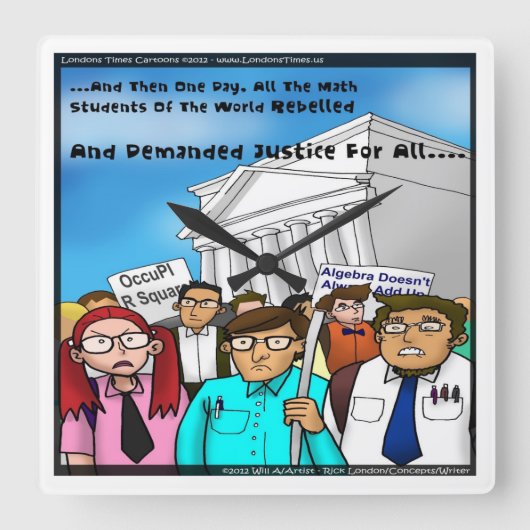 素晴らしい数学の改革のおもしろいな柱時計 スクエア壁時計 (正面)