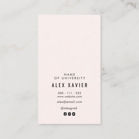 素晴らしい文字モダンの卒業記入カード 名刺 (裏面)