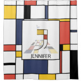 素晴らしい新可塑主義アートモノグラム。レターJ シャワーカーテン (正面)