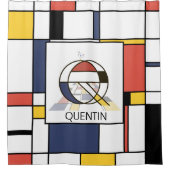 素晴らしい新可塑主義アートモノグラム。レターQ シャワーカーテン (正面)