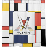 素晴らしい新可塑主義アートモノグラム。レターV シャワーカーテン (正面)