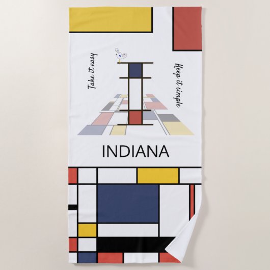 素晴らしい新可塑主義アートモノグラム。手紙I ビーチタオル (正面)