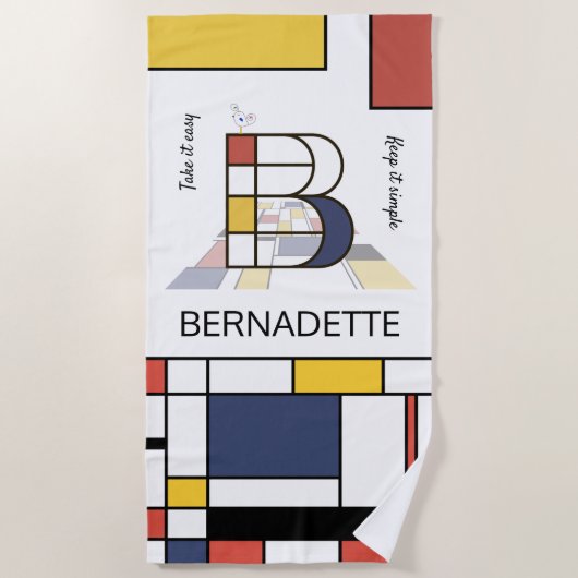 素晴らしい新可塑主義アートモノグラム。文字B ビーチタオル (正面)