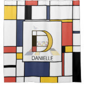 素晴らしい新可塑主義アートモノグラム。文字D シャワーカーテン (正面)