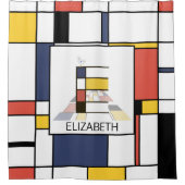 素晴らしい新可塑主義アートモノグラム。文字E シャワーカーテン (正面)