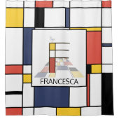 素晴らしい新可塑主義アートモノグラム。文字F シャワーカーテン (正面)