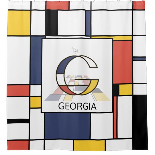素晴らしい新可塑主義アートモノグラム。文字G シャワーカーテン (正面)