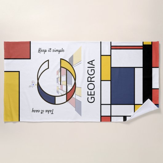 素晴らしい新可塑主義アートモノグラム。文字G ビーチタオル (正面)