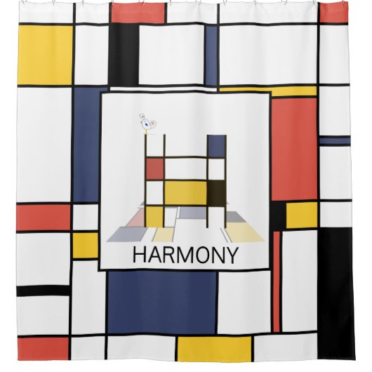 素晴らしい新可塑主義アートモノグラム。文字H シャワーカーテン (正面)