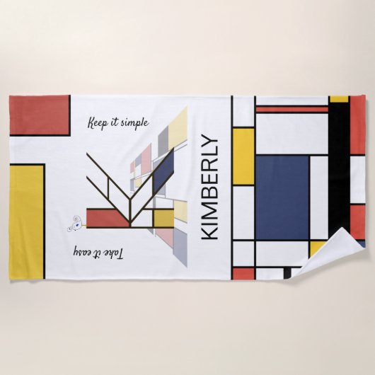 素晴らしい新可塑主義アートモノグラム。文字K ビーチタオル (正面)