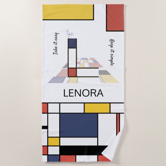 素晴らしい新可塑主義アートモノグラム。文字L ビーチタオル (正面)