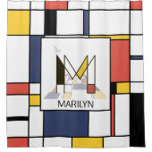 素晴らしい新可塑主義アートモノグラム。文字M シャワーカーテン (正面)