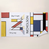 素晴らしい新可塑主義アートモノグラム。文字N ビーチタオル (正面)