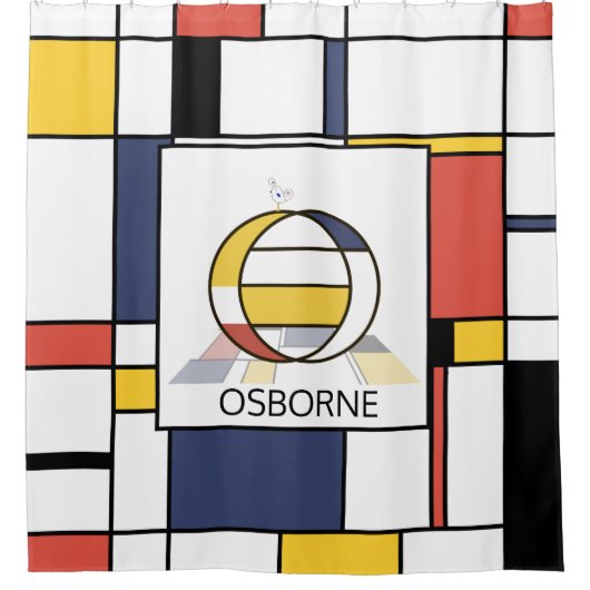 素晴らしい新可塑主義アートモノグラム。文字O シャワーカーテン (正面)