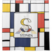 素晴らしい新可塑主義アートモノグラム。文字S シャワーカーテン (正面)