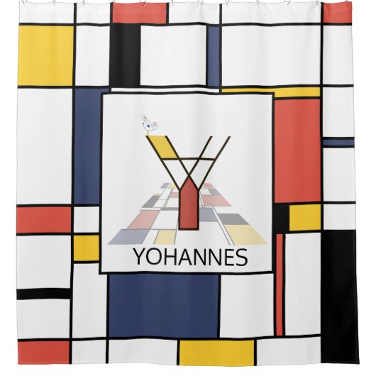 素晴らしい新可塑主義アートモノグラム。文字Y シャワーカーテン (正面)