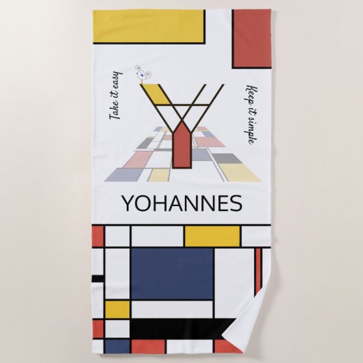 素晴らしい新可塑主義アートモノグラム。文字Y ビーチタオル (正面)