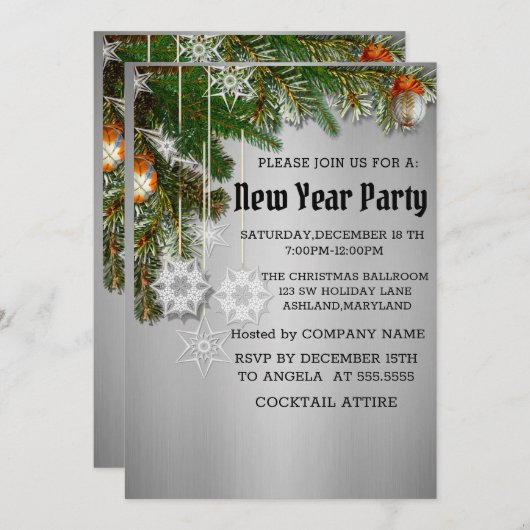 素晴らしい新年の招待状 招待状 (正面/裏面)