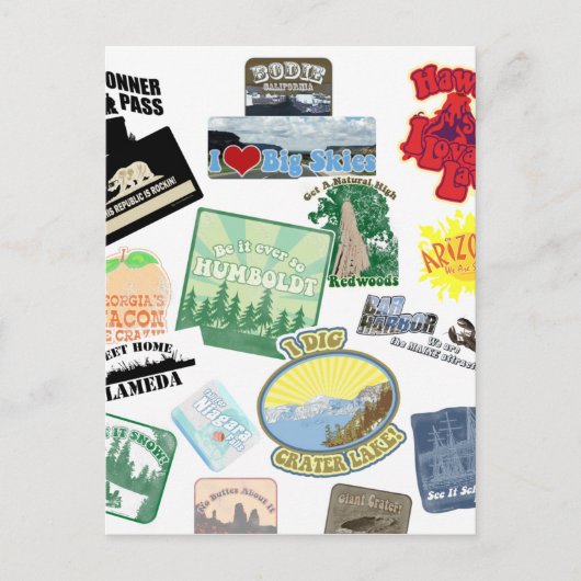 素晴らしい旅行コラージュ ポストカード (正面)