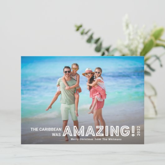 素晴らしい旅行モダン熱帯写真クリスマス シーズンカード (スタンド正面)