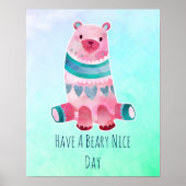 素晴らしい日の水色のクマを持っている ポスター (正面)