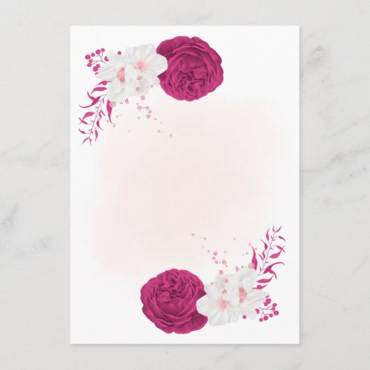 素晴らしい明るい赤紫色と白いフローラ エンクロージャーカード (裏面)