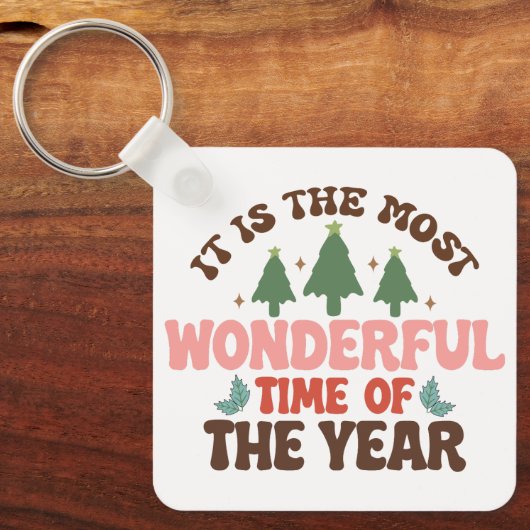 素晴らしい時間レトログルービークリスマスホリデー キーホルダー (正面)