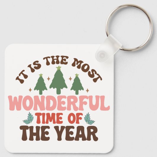 素晴らしい時間レトログルービークリスマスホリデー キーホルダー (裏面)