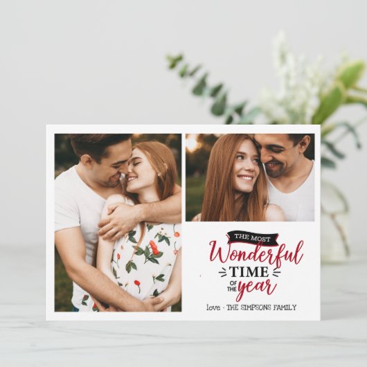 素晴らしい時間 |赤い格子縞の休日2写真コラージュ カード (スタンド正面)