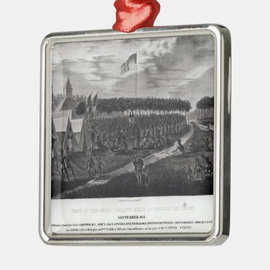 素晴らしい条約の眺めは草原DUで握りました メタルオーナメント (左)