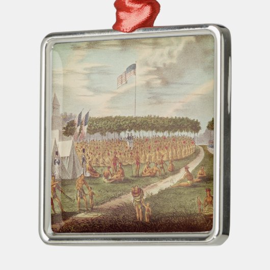 素晴らしい条約の眺めは草原DUで握りました メタルオーナメント (左)