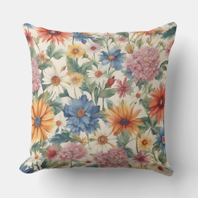 素晴らしい柔らかい夏の庭の花 アウトドアクッション (正面)