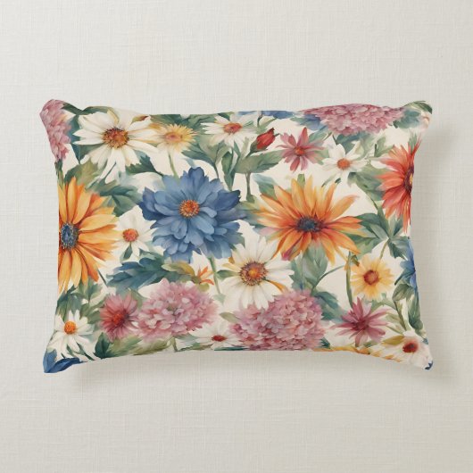 素晴らしい柔らかい夏の庭の花 アクセントクッション (正面)