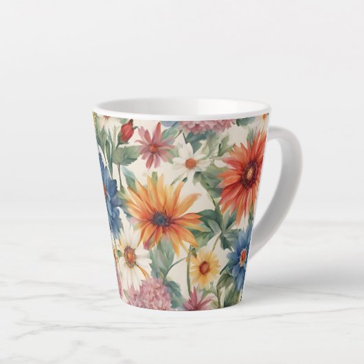素晴らしい柔らかい夏の庭の花 カフェラテマグ (右アングル)