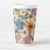 素晴らしい柔らかい夏の庭の花 カフェラテマグ (正面)