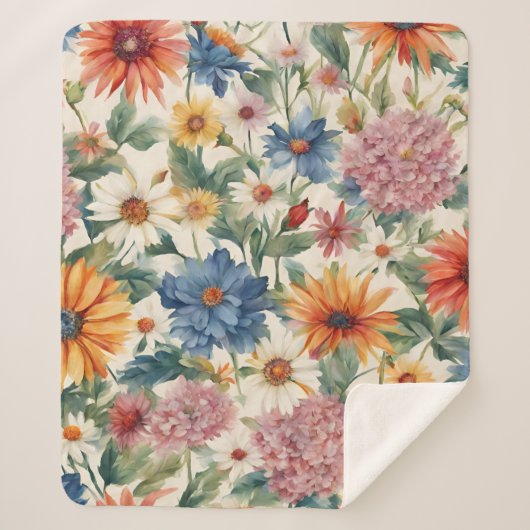 素晴らしい柔らかい夏の庭の花 シェルパブランケット (正面)