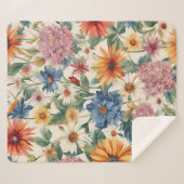 素晴らしい柔らかい夏の庭の花 シェルパブランケット (正面(横))