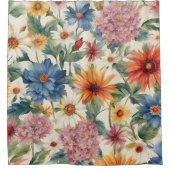 素晴らしい柔らかい夏の庭の花 シャワーカーテン (正面)